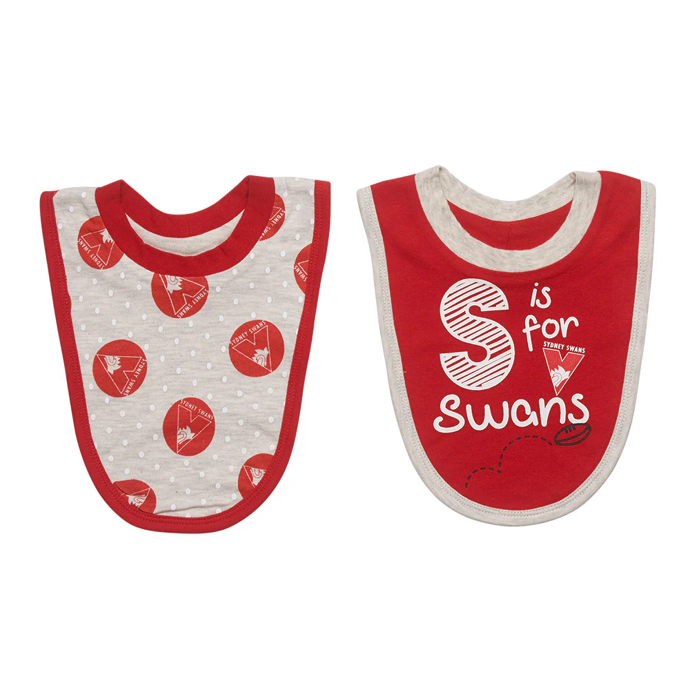 Sydney Swans Babies 2 Pack Bib Set