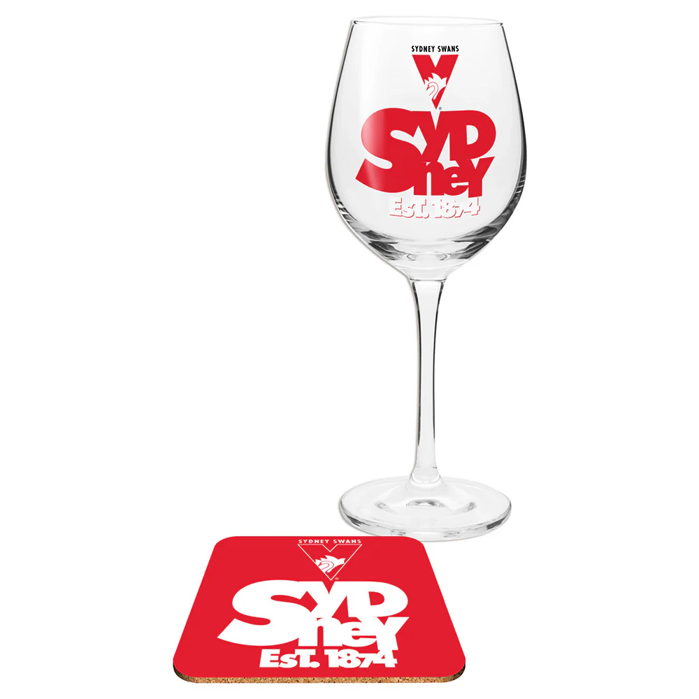 Sydney Swans Wine Glass And Coaster