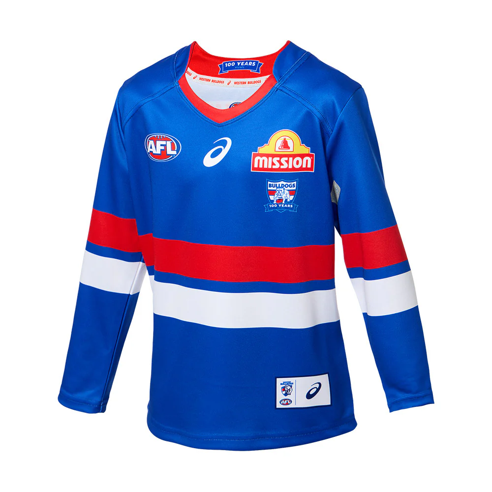 Western Bulldogs 2025 Authentic 100 Year Youth Home Long Sleeve Guernsey
