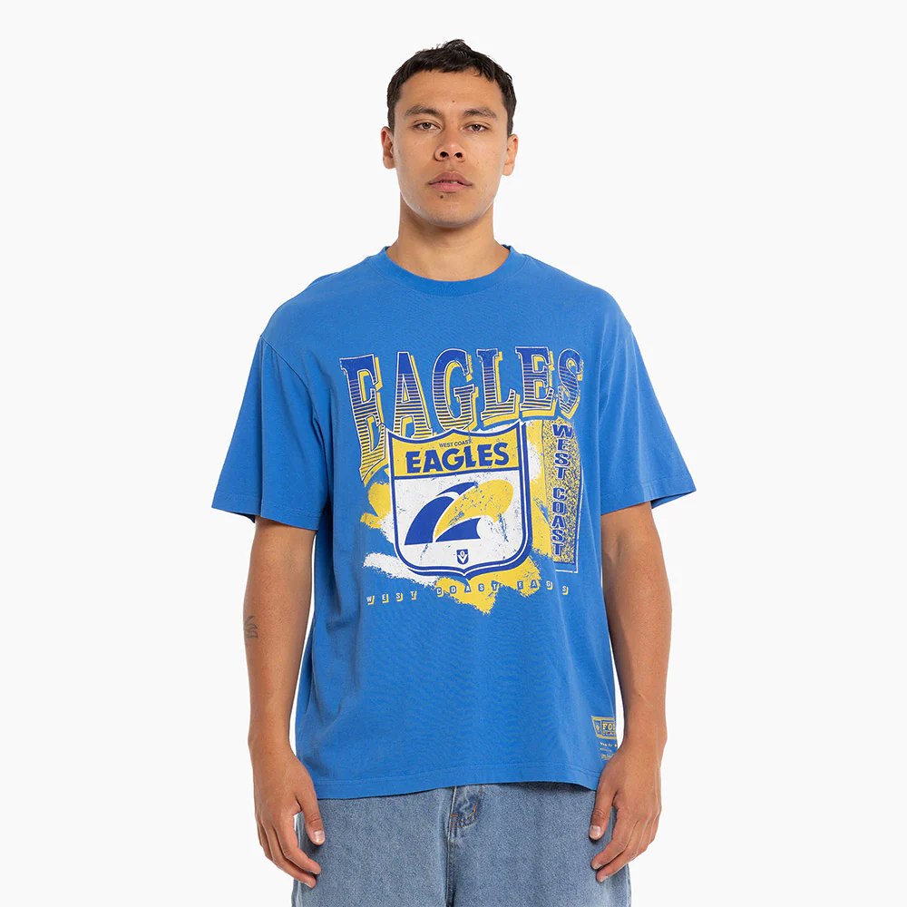 West Coast Eagles Mitchell & Ness Adults Vintage Brush Off Tee - Image 3
