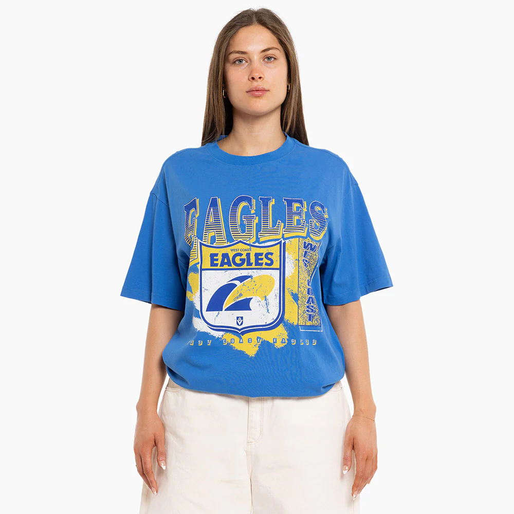 West Coast Eagles Mitchell & Ness Adults Vintage Brush Off Tee - Image 4