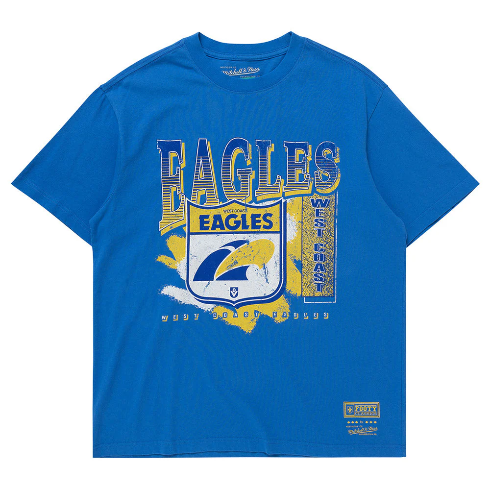 West Coast Eagles Mitchell & Ness Adults Vintage Brush Off Tee - Image 6
