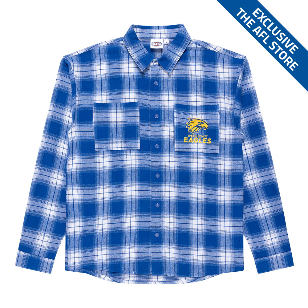West Coast Eagles Mens Check Flannel Shirt