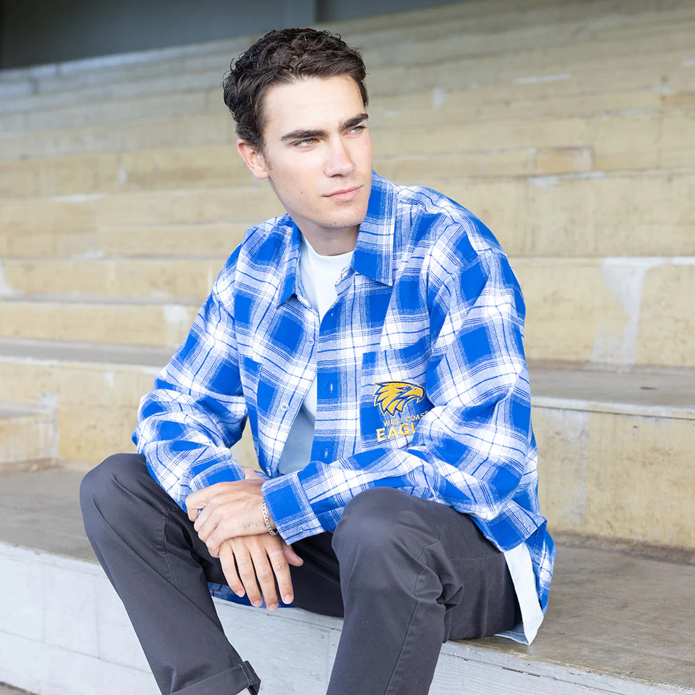 West Coast Eagles Mens Check Flannel Shirt - Image 4