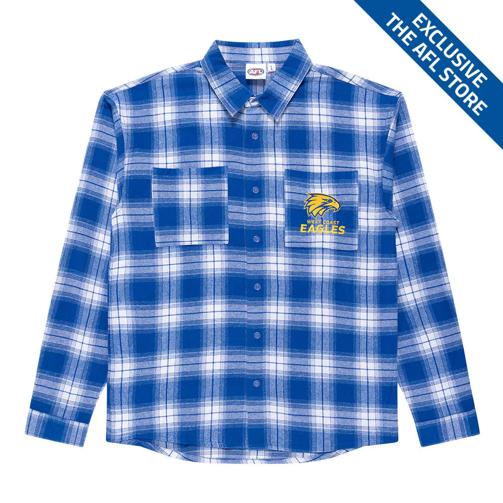 West Coast Eagles Mens Check Flannel Shirt - Image 6