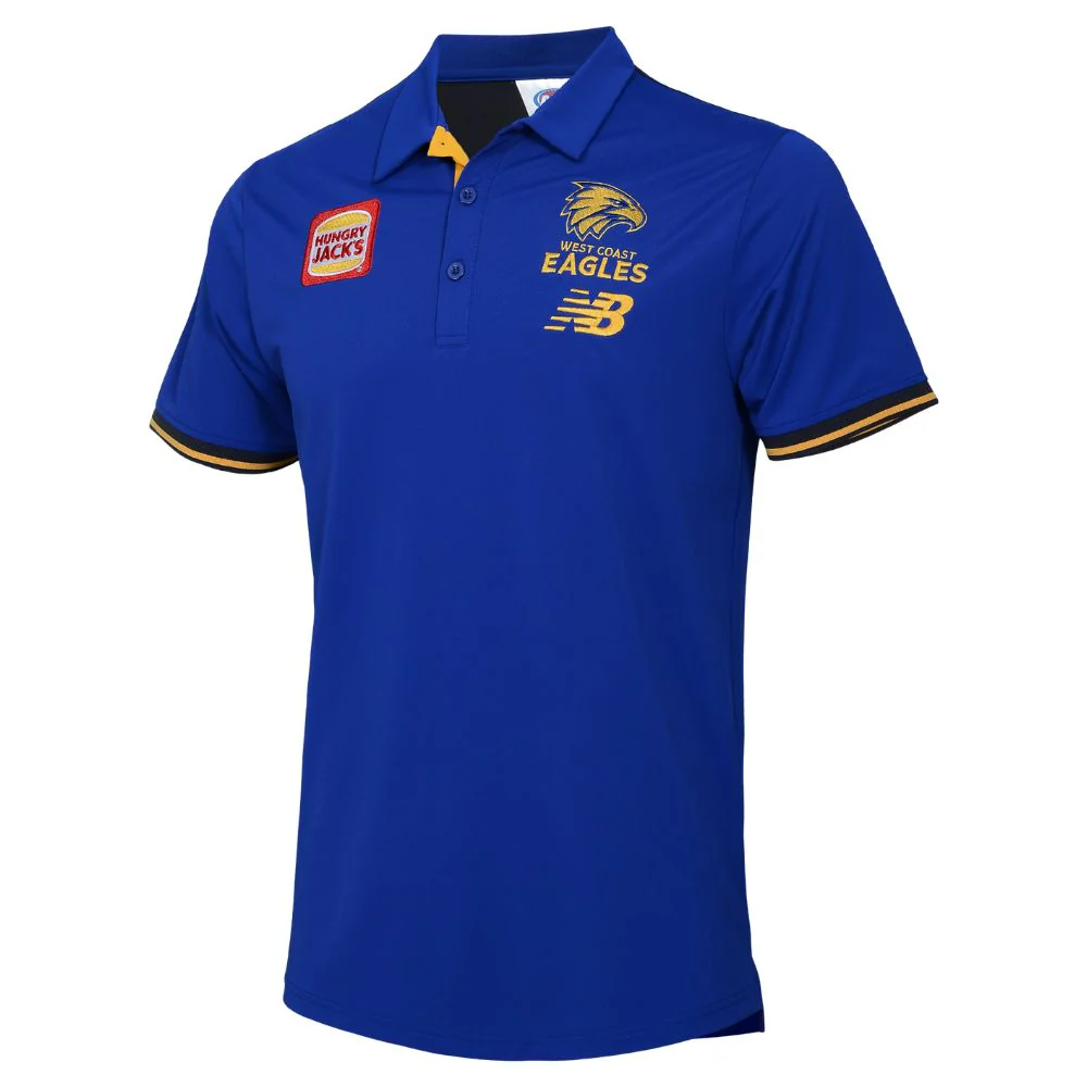 West Coast Eagles 2025 Authentic Royal Media Polo