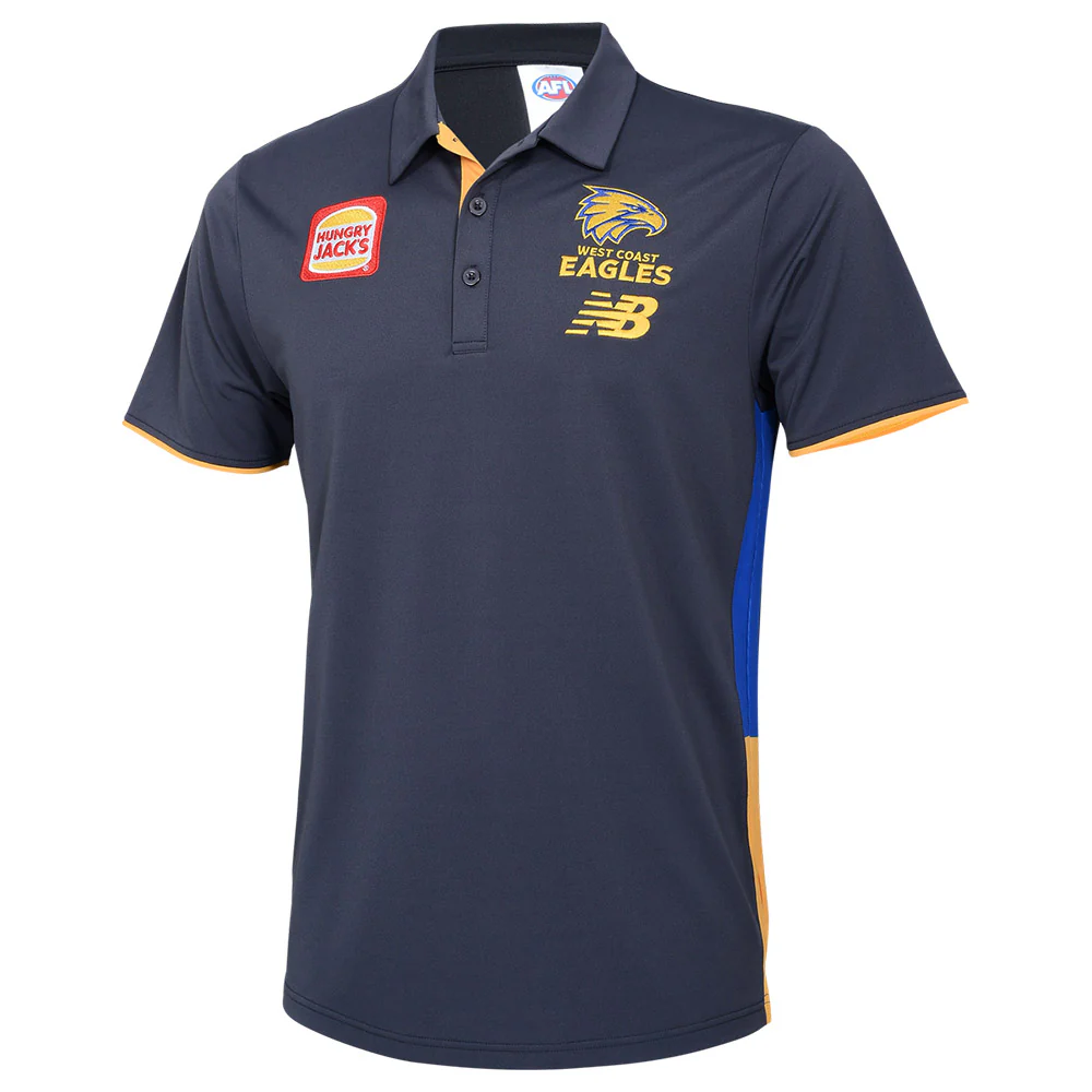 West Coast Eagles 2025 Authentic Media Polo Carbon