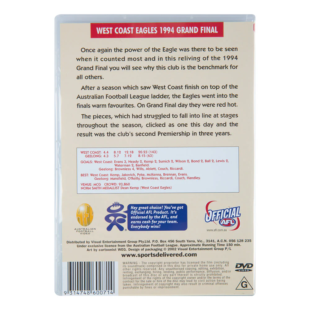 West Coast Eagles 1994 Premiers Dvd - Image 3