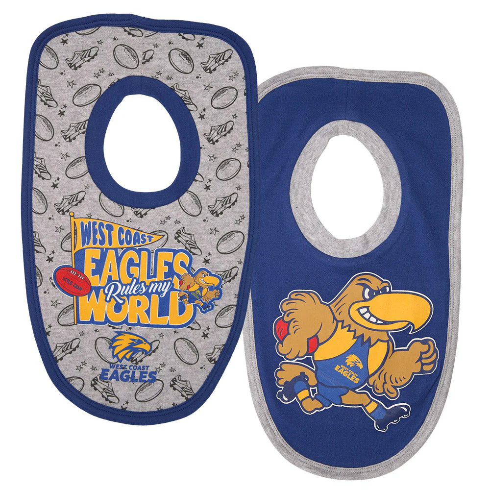 West Coast Eagles 2 Pack Babies Bibs - Image 2