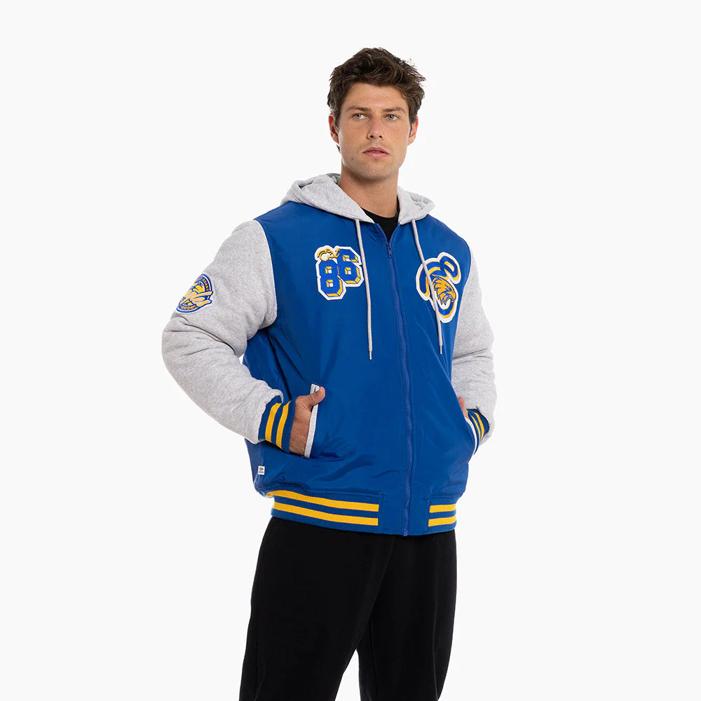 West Coast Eagles Adult Patchwork Bomber Jacket - Image 3