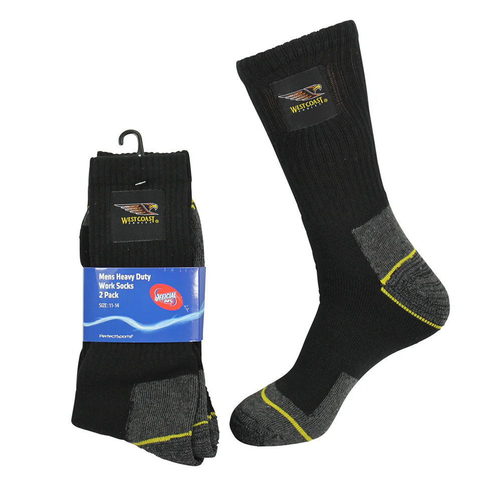 West Coast Eagles Black Work Socks 2-Pack