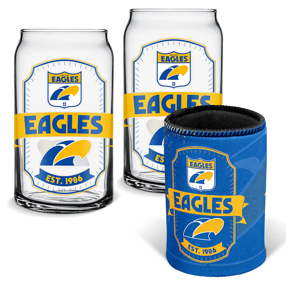 West Coast Eagles Can Glasses & Can Cooler