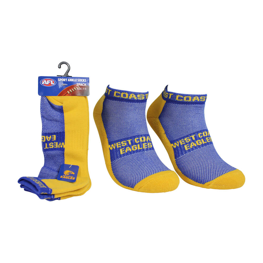 West Coast Eagles Mens Ankle Socks - 2pk - Image 2