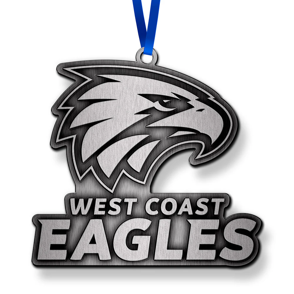 West Coast Eagles Metal Christmas Baubles Ornaments