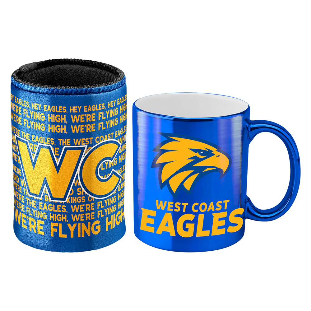 West Coast Eagles Metallic Can Cooler And Mug Pack