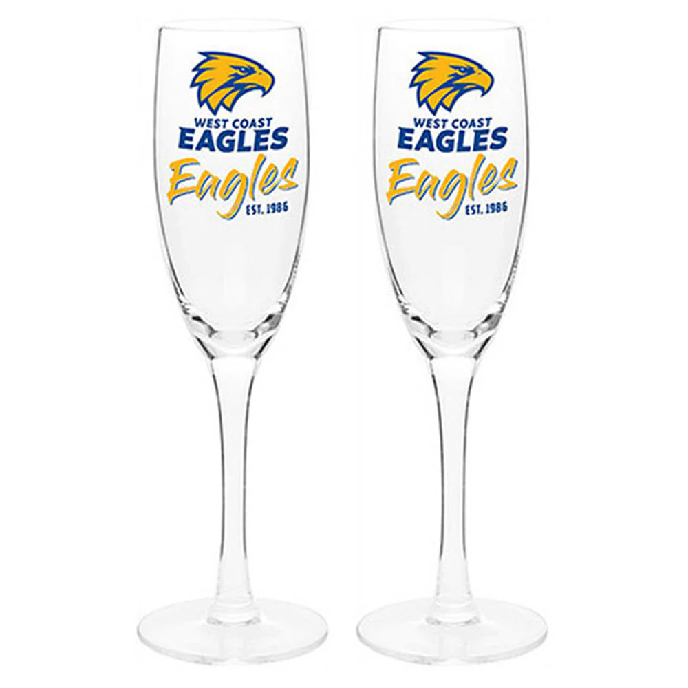 West Coast Eagles Set Of 2 Champagne Glasses - Image 2