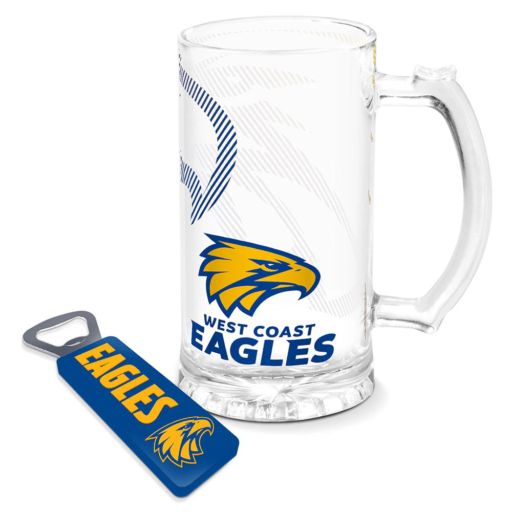West Coast Eagles Stein Glass  & Opener Gift Pack - Image 2