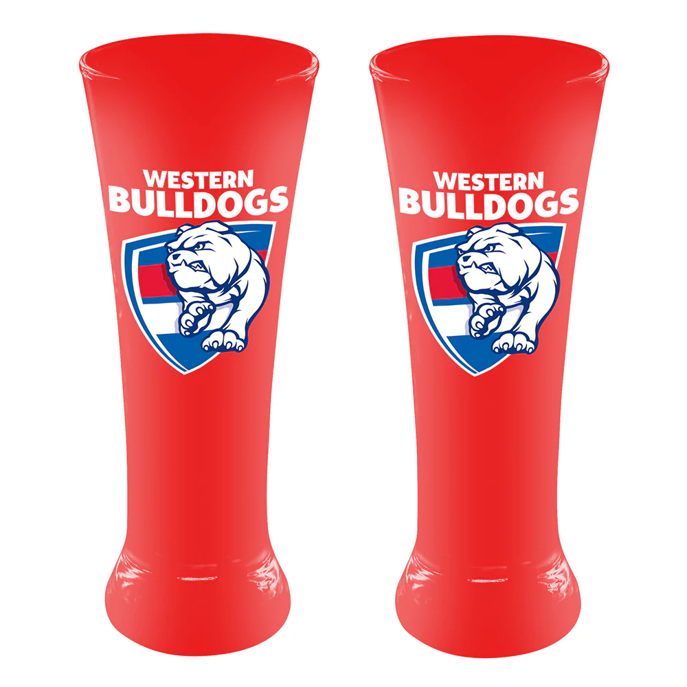 Western Bulldogs Set Of 2 Coloured Glass Skols