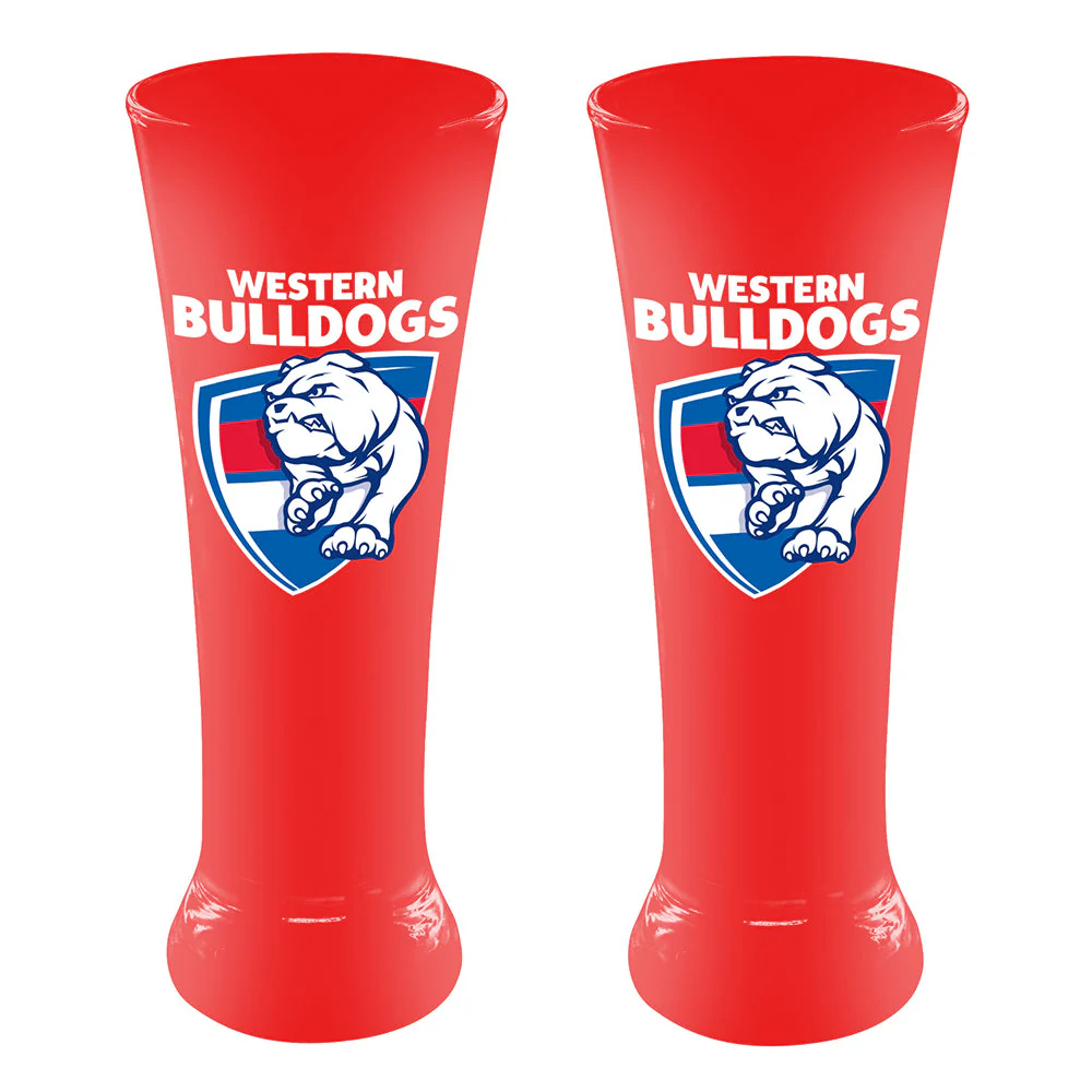Western Bulldogs Set Of 2 Coloured Glass Skols - Image 2