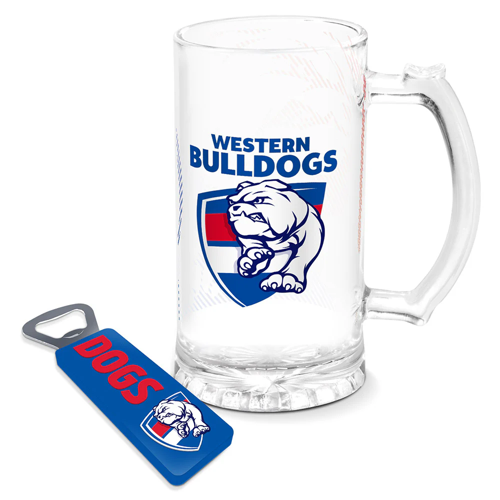 Western Bulldogs Stein Glass & Opener Gift Pack