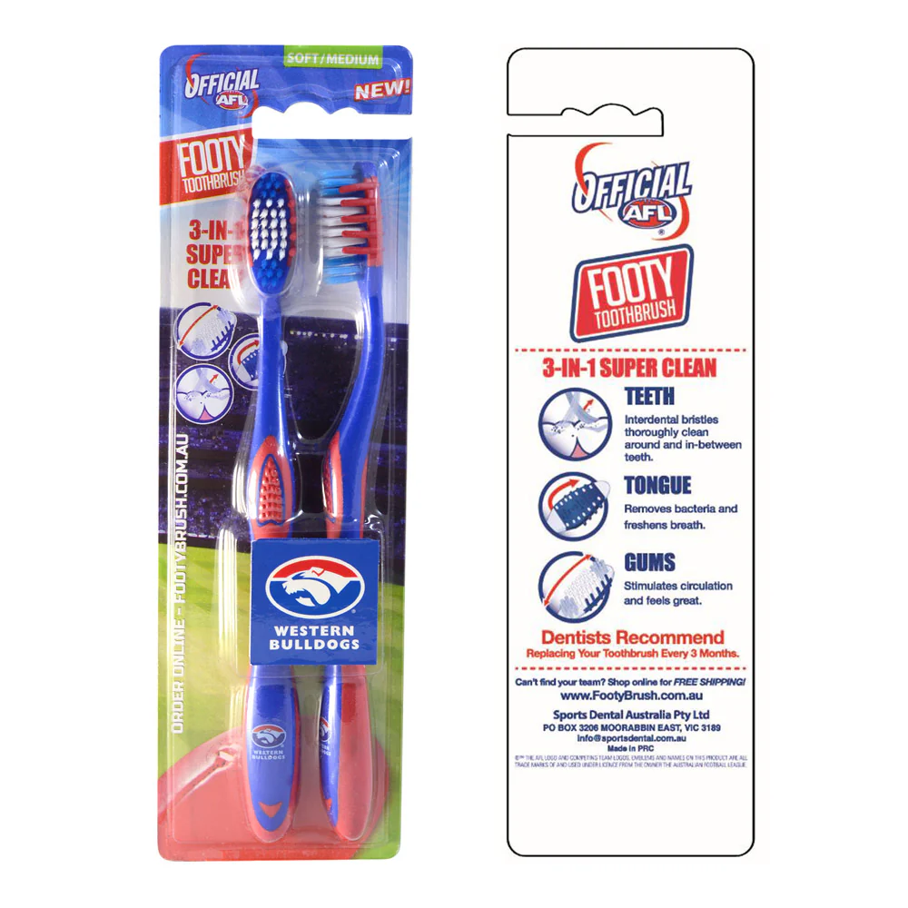Western Bulldogs Toothbrushes - 2pk