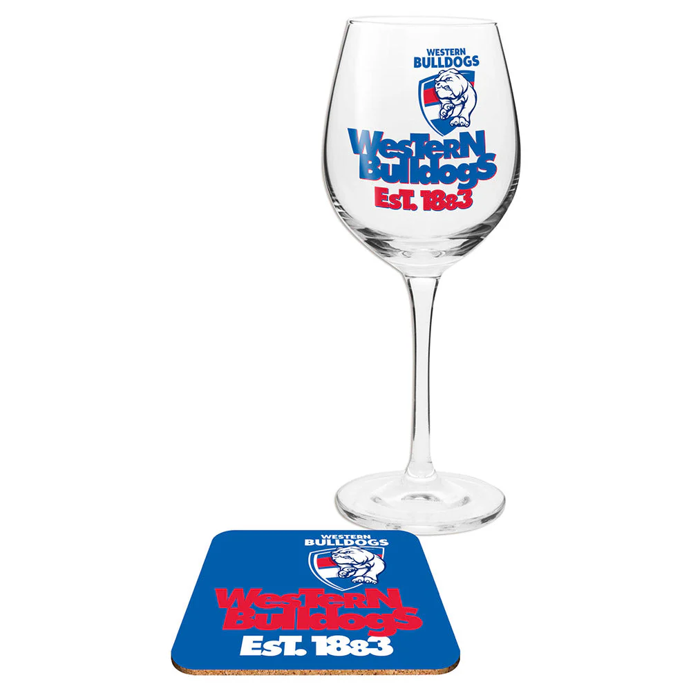 Western Bulldogs Wine Glass And Coaster - Image 2